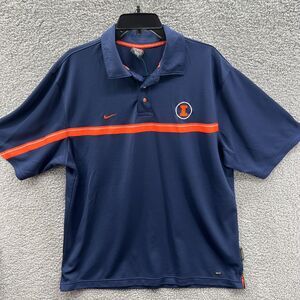 Nike Men's Navy Polo Shirt with Orange Stripe